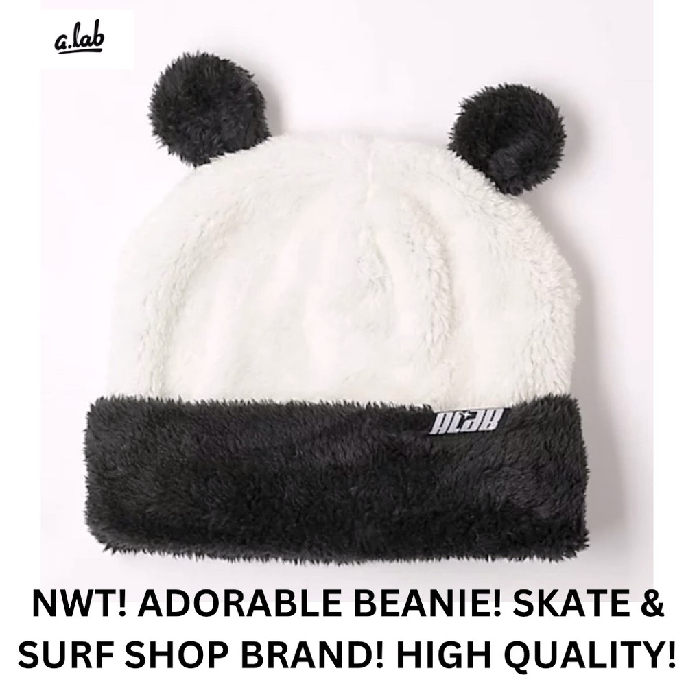 NWT! ALAB PANDA BEANIE! ADORABLE! WARM, & COMFY! SKATE BRAND! HIGH QUALITY!!!